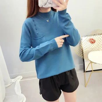 

good quality women clothing latest 2020 spring autumn winter loose pure color black white pink elastic sweaters female A5290