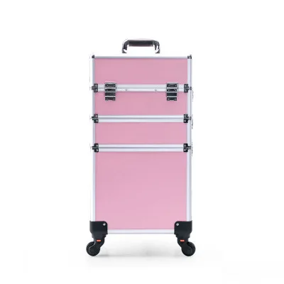 Большой емкости Инструментальный шкаф профессиональный макияж, коробка Многофункциональный чемодан высокого качества многослойная гигиеническая Косметика Сумки - Цвет: pink 3