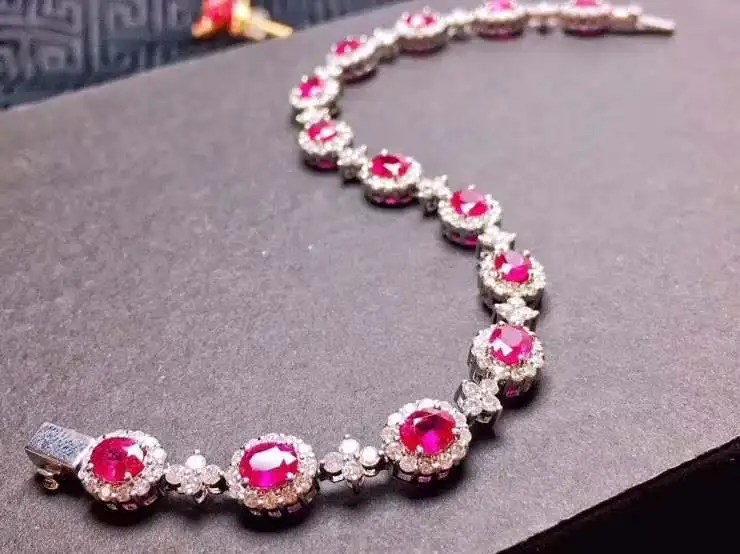 

Wedding Bracelet Natural And Real Ruby bangle Bracelet Solid S925 Sterling Silver For Women Color GemFine Jewelry