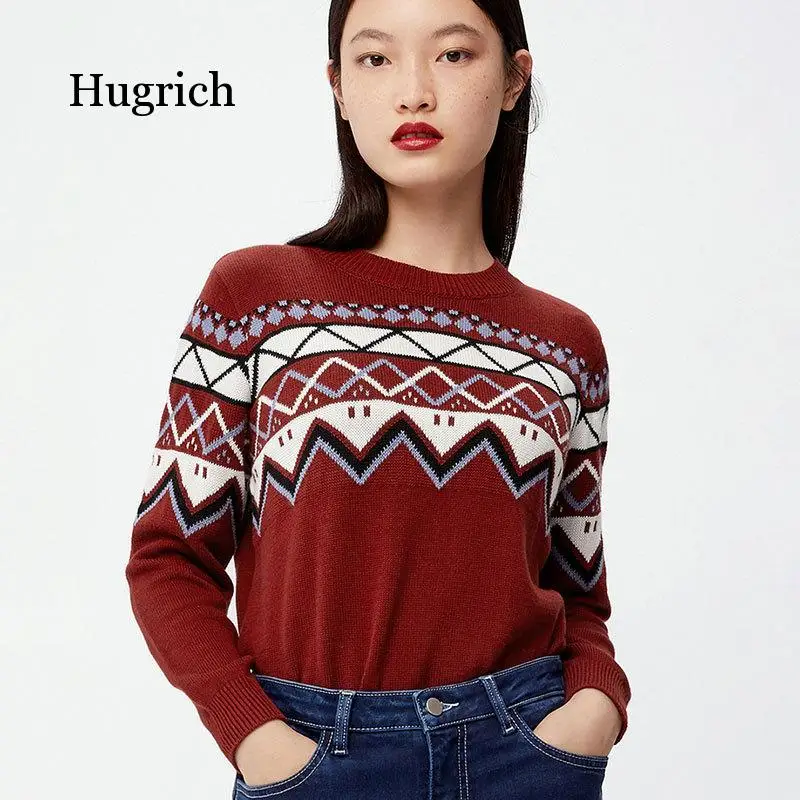 

2021 Autumn New Wool Sweater Women Knit Wear Christmas Geometric Color Pullovers Sweaters