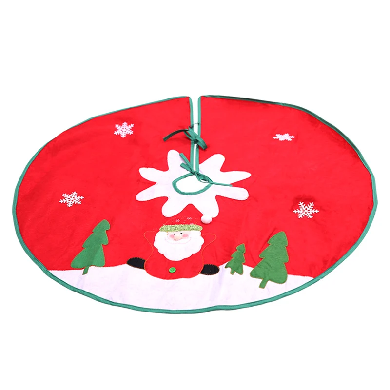 Christmas Tree Skirts Santa Claus Applique Tree Skirts Non-woven Christmas Tree Bottom Decoration 90 Cm
