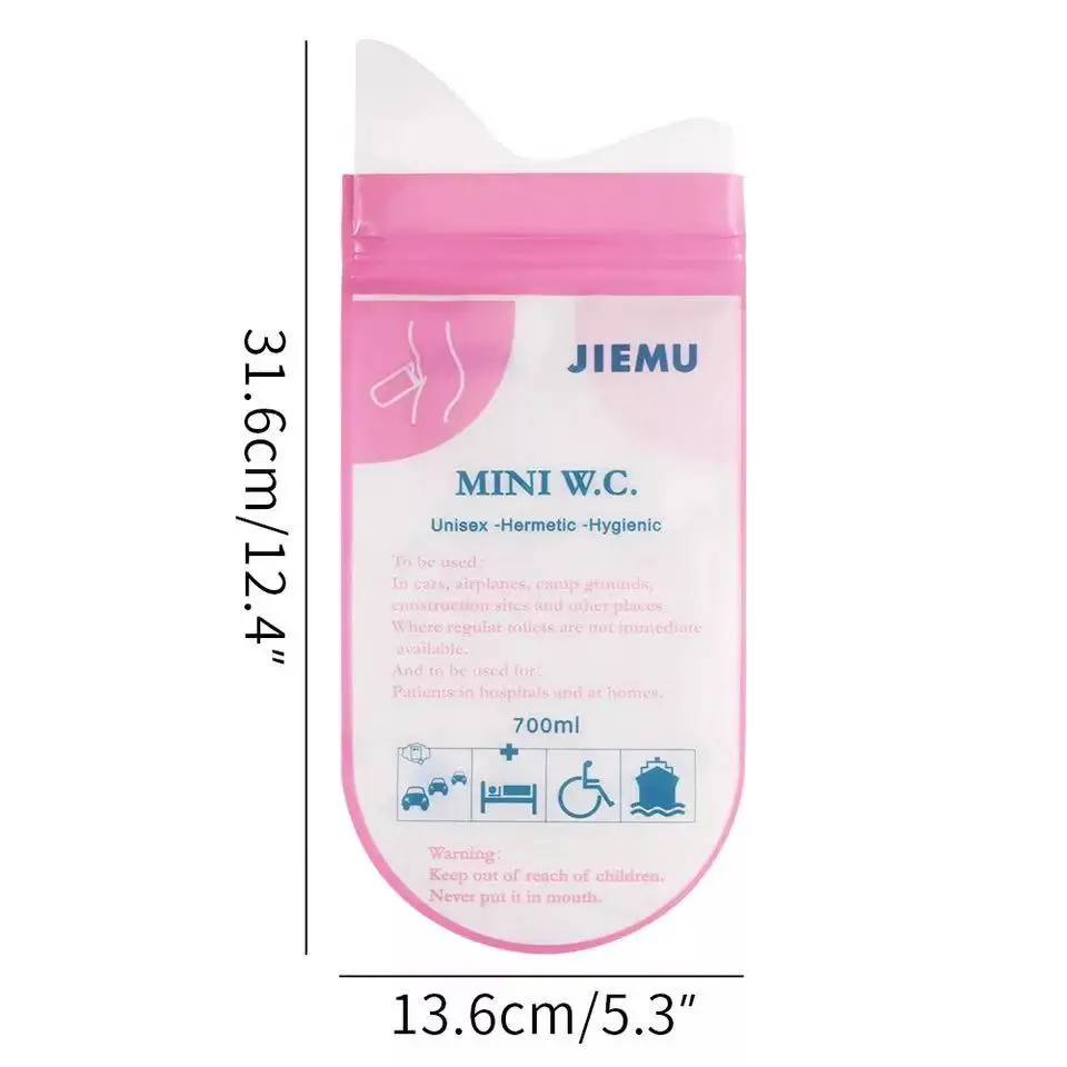 4pcs Pink Disposable 700CC Urine Storage Bag Emergency Toilet Travel=For Un JE 