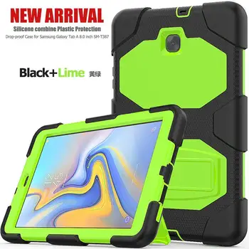 

Silicone Hybrid Case with Kickstand for Samsung Galaxy Tab A 8.0 2018 SM-T387 T387 Tablet Shockproof Cover+Stylus
