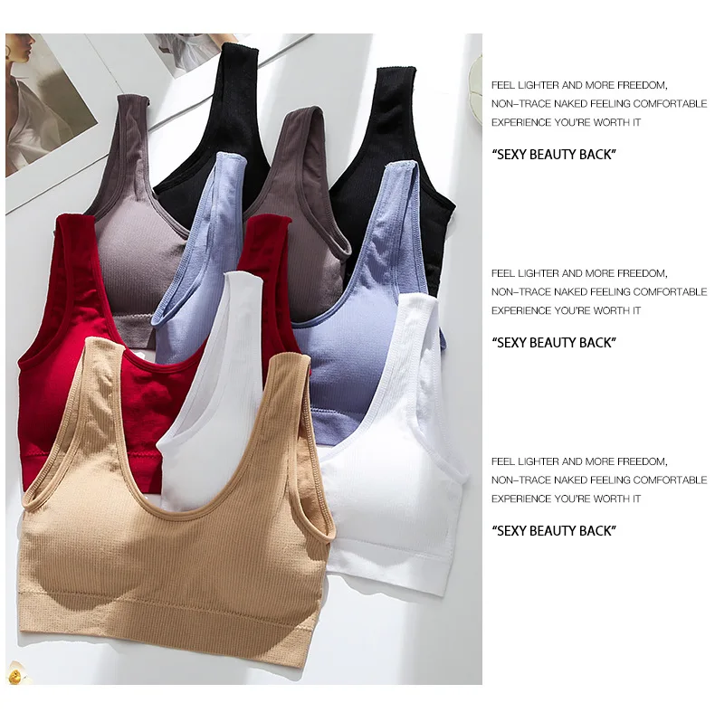 ATHVOTAR 2PCS Underwear Sets Seamless U-Back Tube Top Plus Size Sports Bra Women Panties Padded Lingerie Suit white bra and panty sets