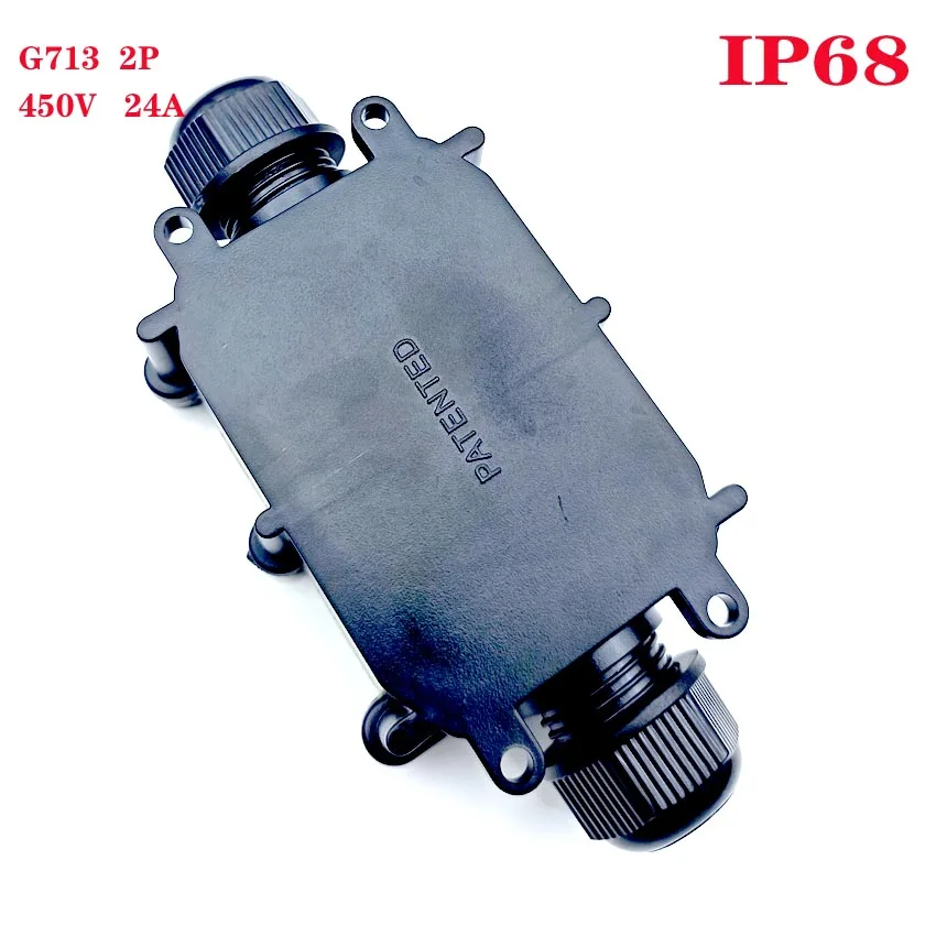 

1pc Black Junction Box 2 Way Waterproof Electrical Junction Box For Outdoor Lighting Cable protection Connector Wire IP68