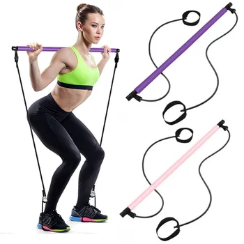 

Yoga Fiteness Resistance Bands Pilates Bar Bodybuilding Crossfit Gym Workout Execise Equipment Rubber Stick with 2 Foot Loops