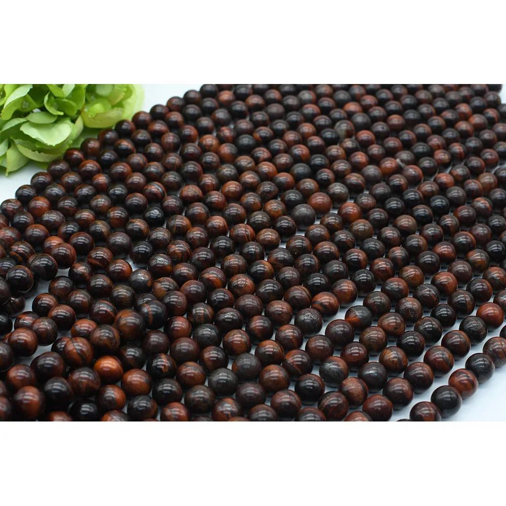 6-12mm Natural Smooth Red Tiger's eye Round stone beads For DIY Bracelet Necklace Jewelry Making Strand 15