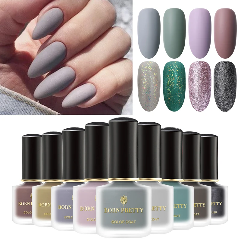 BORN PRETTY матовая серия лак для ногтей Micas Блестки для ногтей искусство Лак чистый цвет лак для ногтей Базовое покрытие быстросохнущее верхнее покрытие