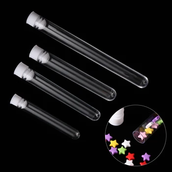 

50Pcs/Set Burette Test Tube PS Plastic Transparent Disposable Cylindrical Storage Lid Container Office & School Supplies