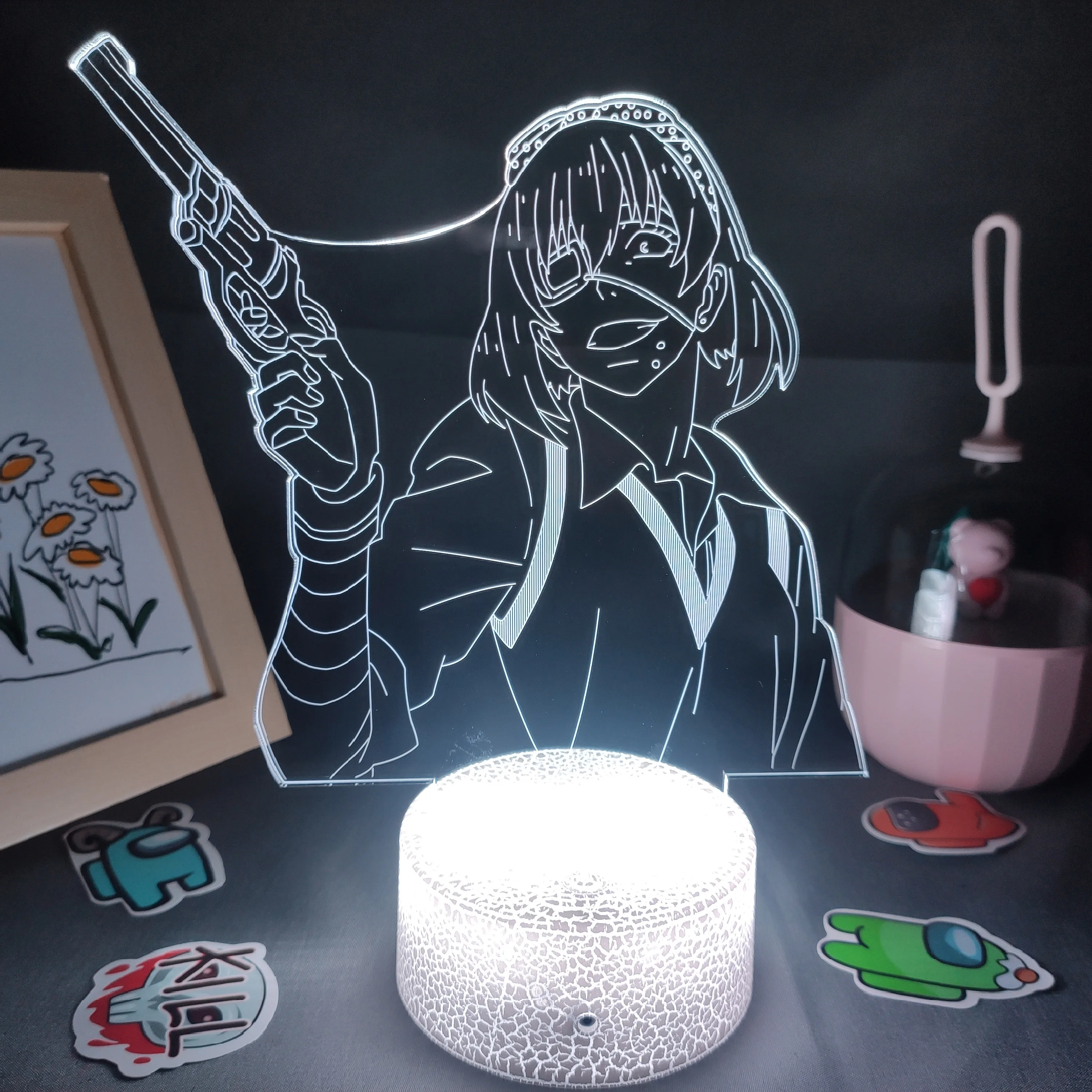 Anime Kakegurui Figure Midari Ikishima LED RGB Night Lights Cool Gift for Friend Lava Lamp Children Bedroom Bedside Table Decor best night light