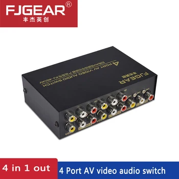 

AV switch 4 Ports Verbund 3 RCA Audio Video AV Umschalter Box Selector 4 In 1 4x1 für HDTV LCD Projektor DVD