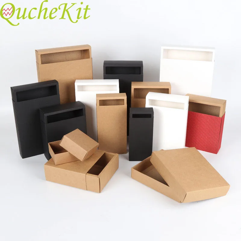 10pcs Black Kraft Paper Gift Box White Packaging Cardboard Wedding Baby Shower Packing Cookie Candy Delicate Drawer | Дом и сад