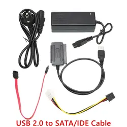 USB 2,0 для IDE SATA S-ATA 2,5 "3,5" HD HDD адаптер конвертер с кабелем питания OTB США/ЕС заглушка и воспроизведение