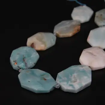 

Natural 24-32x30-42mm Blue Amazonite Stone Faceted Slab Nugget Gems Slice Loose Beads 15"