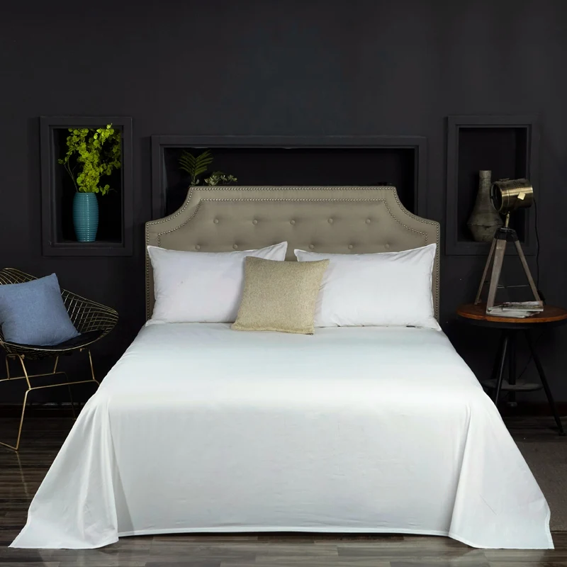 Color 01 20 Solid Colors Egyptian Cotton Bed Sheet Satin Bedspread Long Staple Cotton Mattress Cover White Purple Yellow Bedlinen - Color: Color 01
