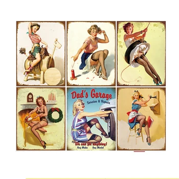 

Sexy Girl Metal Sign Vintage Tin Sign Plaque Metal Vintage Wall Decor for bar 20x30cm Retro Metal Posters Iron Painting