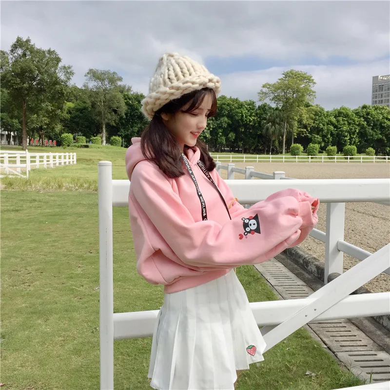 Harajuku/Модные женские толстовки на осень и зиму, рисунок с милым медведем, толстовки для девочек, свободный бархатный свитер, пуловер с длинными рукавами, Топ