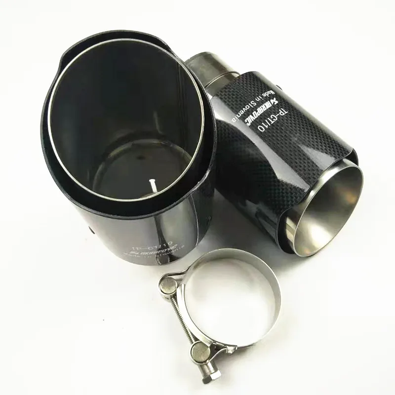 Акция: 2 шт. Универсальный AKRAPOVIC наконечник выхлопной трубы из глянцевого углеродного волокна выхлопная труба Хвостовая AK глушитель наконечники
