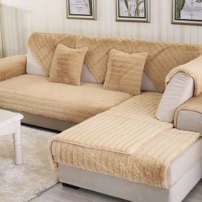 

Winter solid color plush sofa cushion, thick non-slip living room sofa cushion