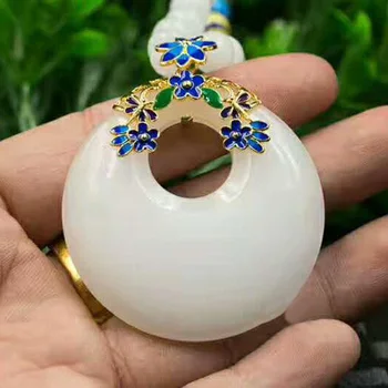 

Natural scene Thai blue mosaic gold silk jade jade white jade jade hanging