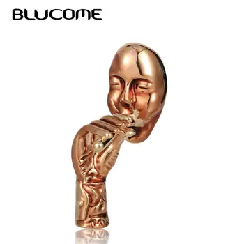 

Blucome Men Face Hand With Cigar shape Brooches Pins Gold Color Unquie Design Figure Brooch Suit Collar Clip Casual Party Pins