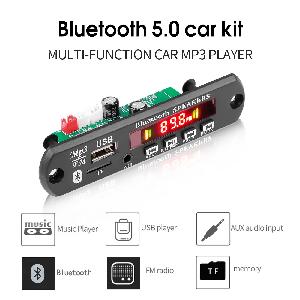 kebidumei  WMA MP3 module Bluetooth 12V decoder board 1 Stereo USB car remote control music speaker