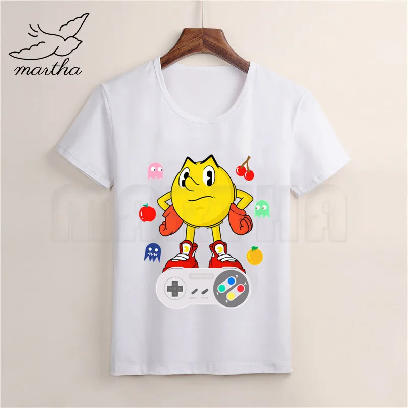 Детский пульт Mario/Pacman/Zelda Link; футболка с героями мультфильмов; детская забавная футболка; детские летние белые топы; одежда для малышей