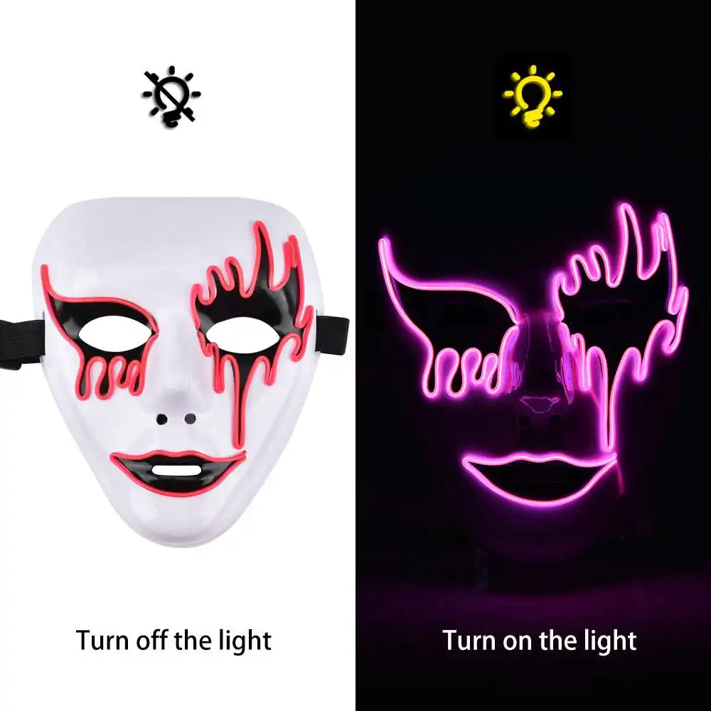 Rose Led Mask Хэллоуин СВЕТОДИОДНЫЙ маска светящиеся Вечерние Маски Светящиеся в темноте фестиваль ужасов оперы маски призраков Косплей одеваются Костюмные принадлежности - Color: Rose Led Mask