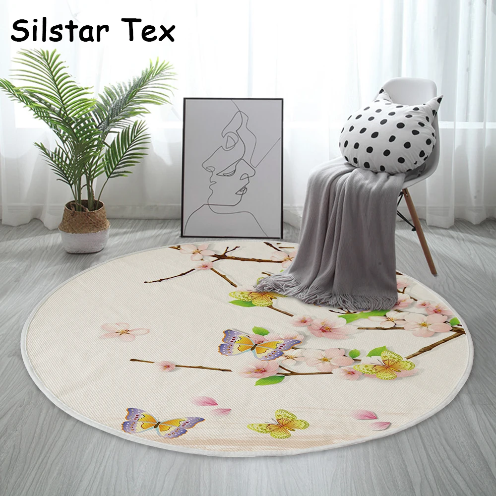 Silstar Tex чистый цветок неба Сельский ковер для гостиной хлопковый йоги круглый