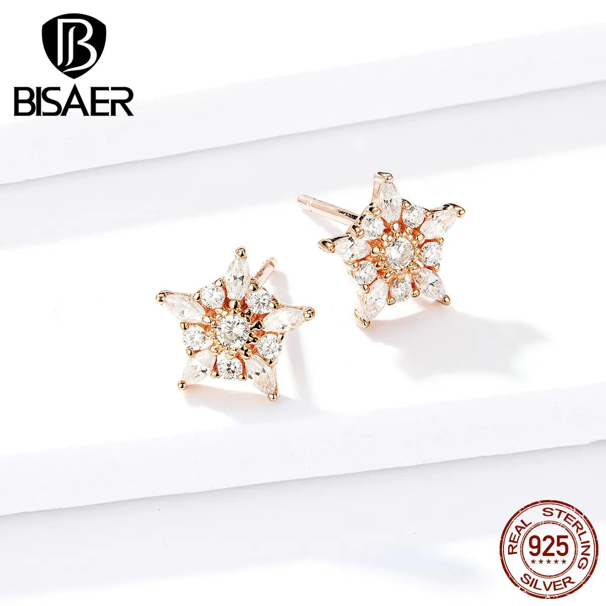 Серьги в виде морской звезды BISAER, 925 пробы, серебряные, морские звезды, маленькие серьги-гвоздики для женщин, ювелирные изделия из стерлингового серебра EFE291