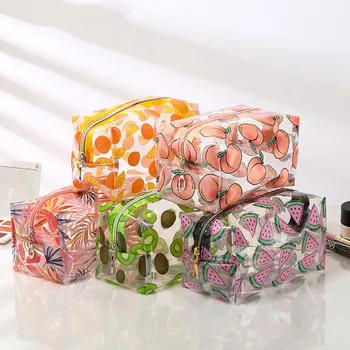 

Waterproof Fruit Transparent Cosmetic Cute Bags Storage Pouch Makeup Organizer Approved Clear Case Toiletry PVC Zipper Travel