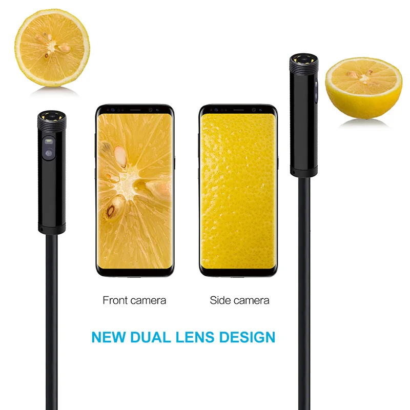 듀얼 USB 내시경 720P 카메라, 하드 케이블 스네이크 검사 카메라, 안드로이드 PC 내시경용, 8mm, 6 LED 보어스코프, 2m, 5m, 10m