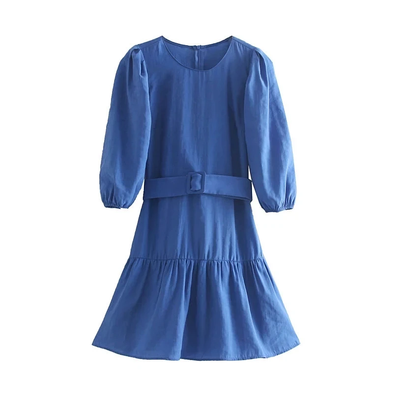 Увядшее осеннее платье женское английское винтажный буф рукав однотонные ленты oneck vestidos de fiesta de noche vestidos вечернее мини платье