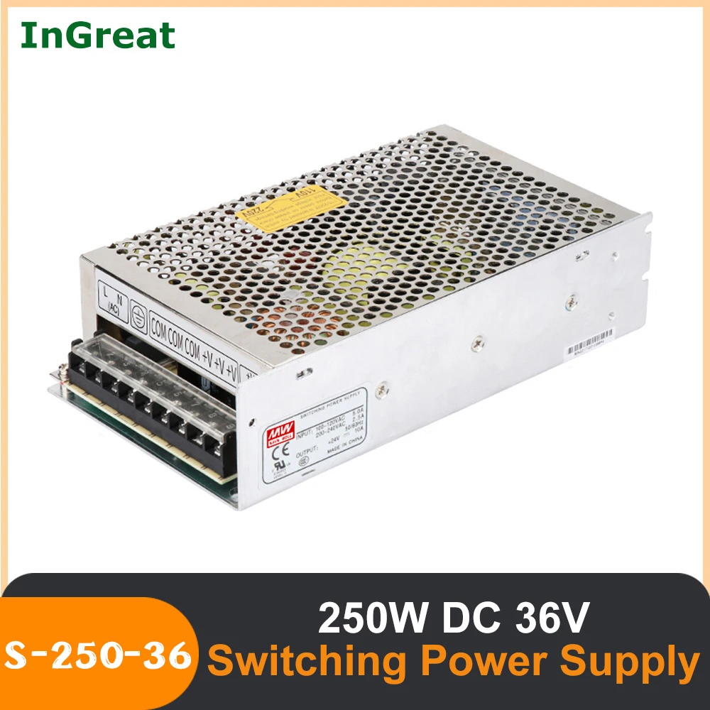 250W AC 110V-220V DC 36V Переключая Питание для шаговый двигатель/замкнутый контур