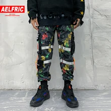 AELFRIC хип-хоп Лоскутные карманы граффити мужские брюки карго уличная одежда повседневные спортивные штаны осенние Харадзюку джоггеры брюки