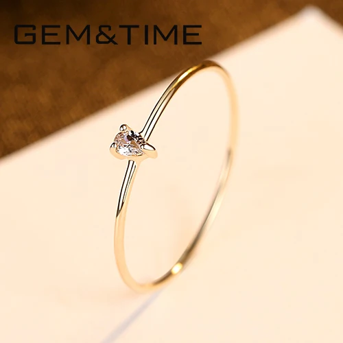 Gem&Time, элегантные кольца на палец с топазом, Настоящее золото 14 к, драгоценный камень, обручальное кольцо для женщин, желтое золото Au585, Anillos, хорошее ювелирное изделие R14144 - Цвет камня: Золотой