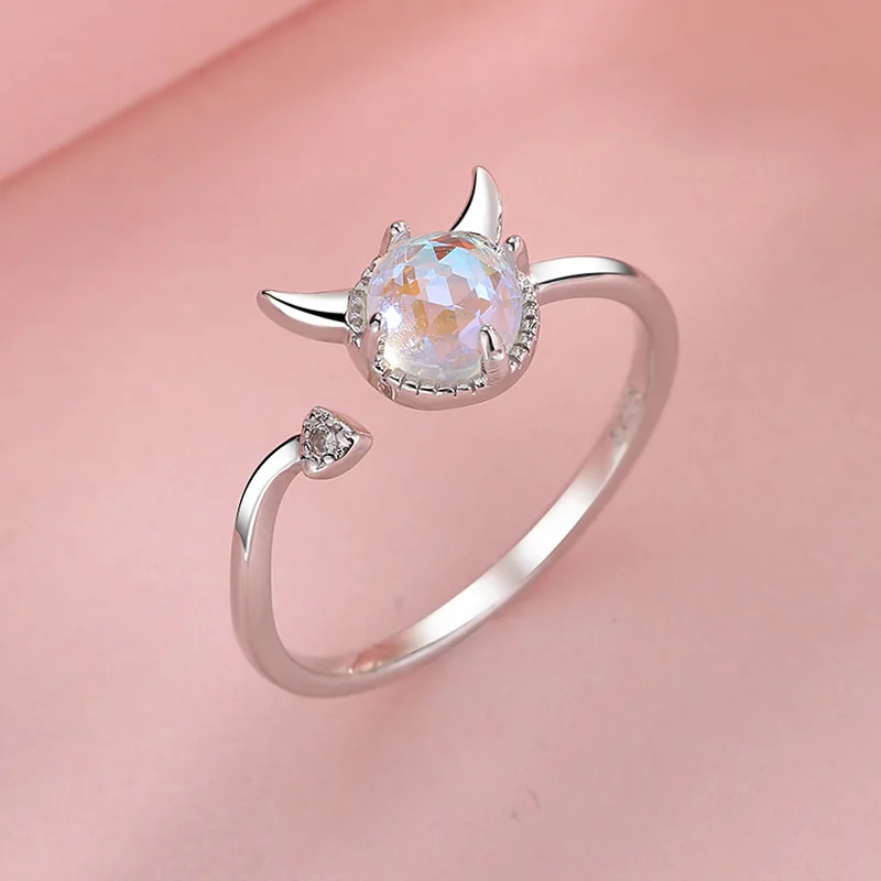 Rings for Jewelry Devil Open-Moonstone Demon Little Women Cute Gifts Female Girls Fashion