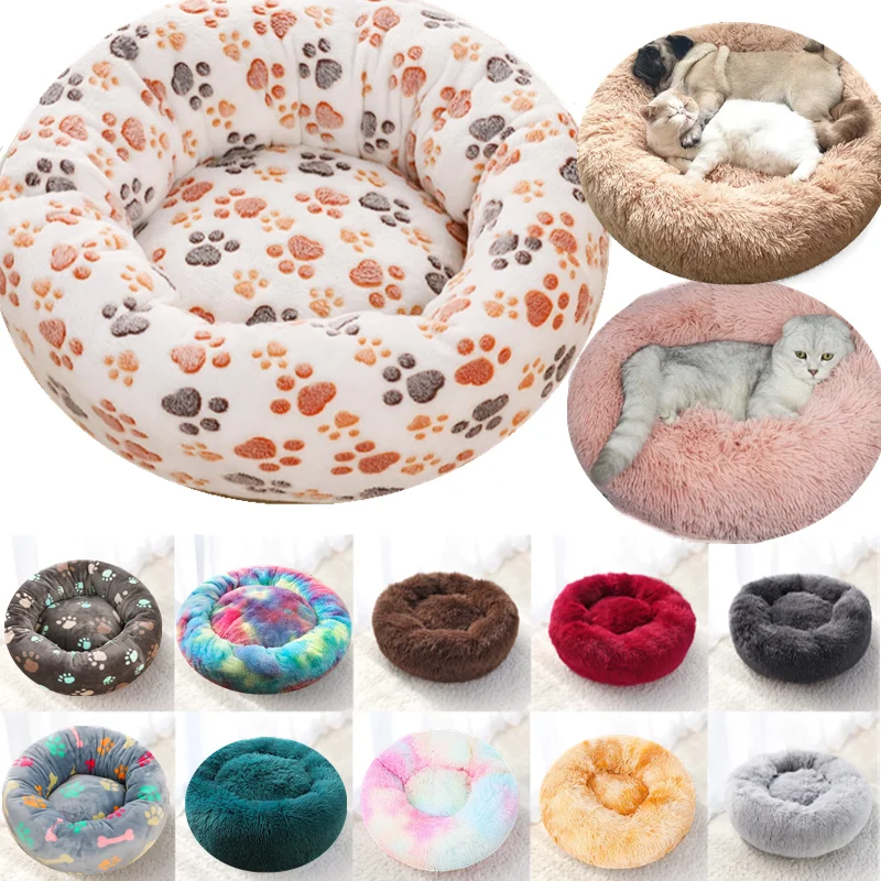 Cama redonda de felpa perfecta para mascotas, camastro cálido de lana, cojín para casa de perro mediano o grande, sillón suave para gato