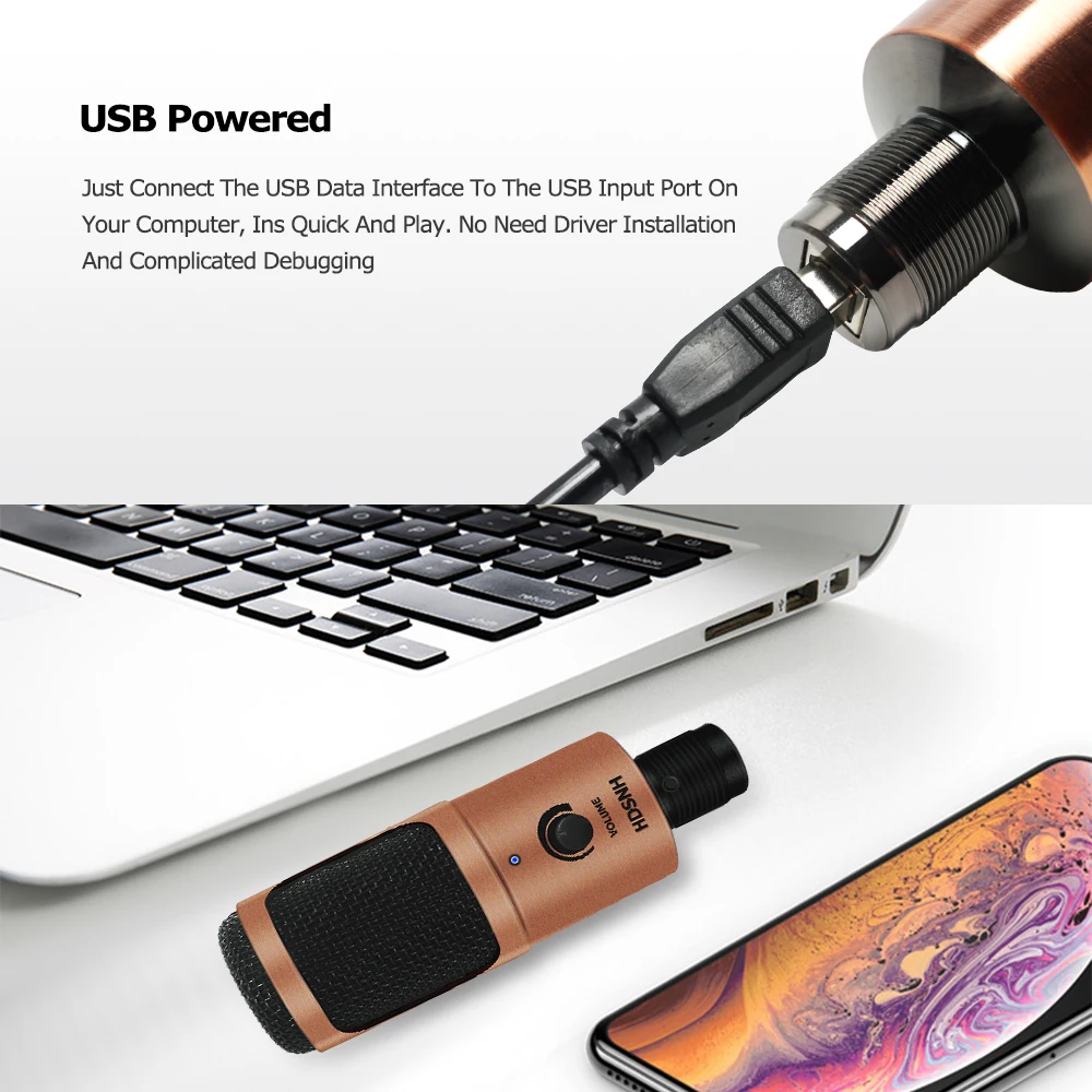 USB конденсаторный микрофон компьютерный для караоке Студийный ASMR Youtuber записи