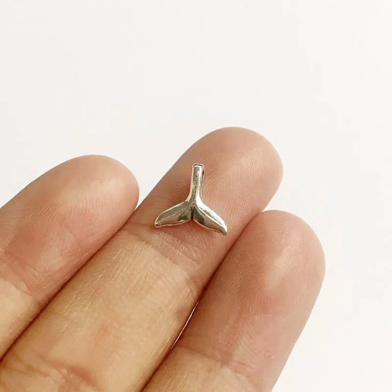 

100pcs 3D Whale Tail Fish Charms Antique Pendants For Diy Women Bracelet Earring Aesthetics Accessories Jewelry Making Wholesale
