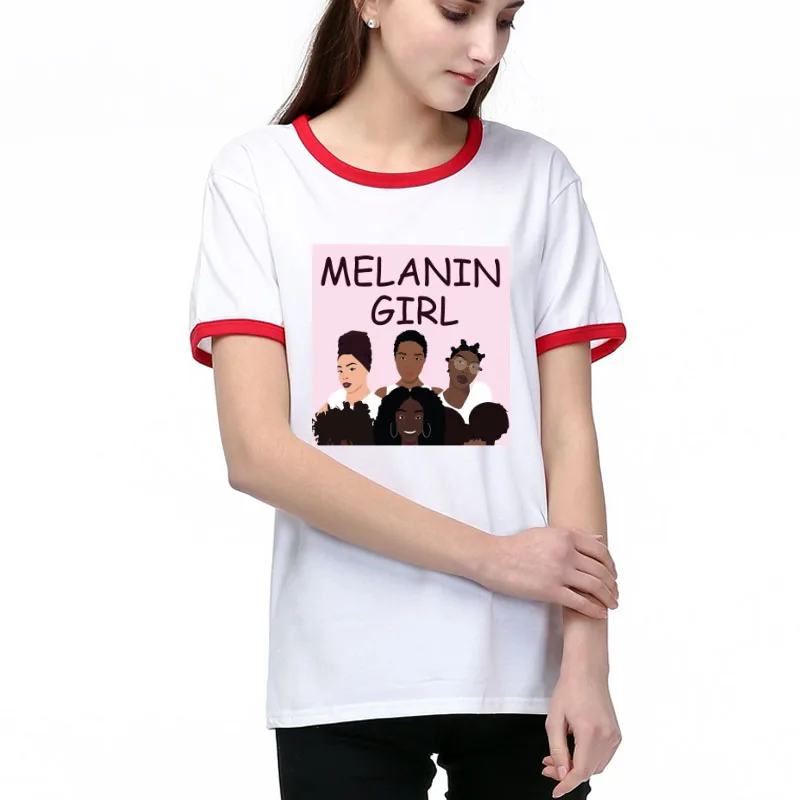 Футболка меланин поппин с принтом Wonan коротким рукавом Уличная Летняя женская
