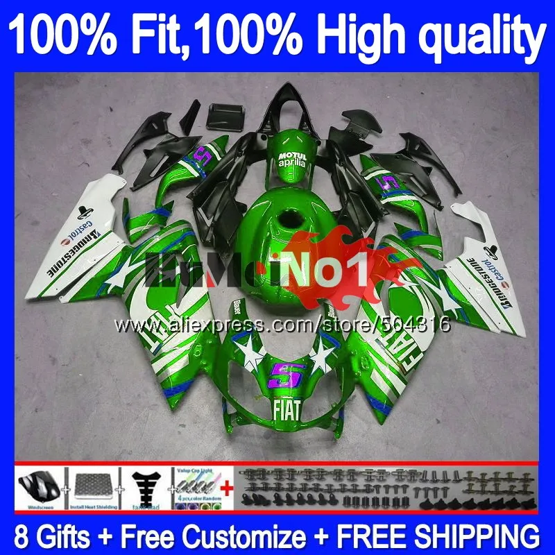 Инъекции для Aprilia RS-125 RSV125 R 34MC. 44 RS 125 2006 2007 2008 2009 2010 2011 RS125 06 07 08 09 10 11 обтекатель зеленого и белого цветов - Цвет: No. 1