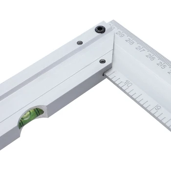 

1pc Silver 300mm Square Ruler 90 Degree Aluminum Alloy With Level Bladder Woodworking Tools Part Accessories