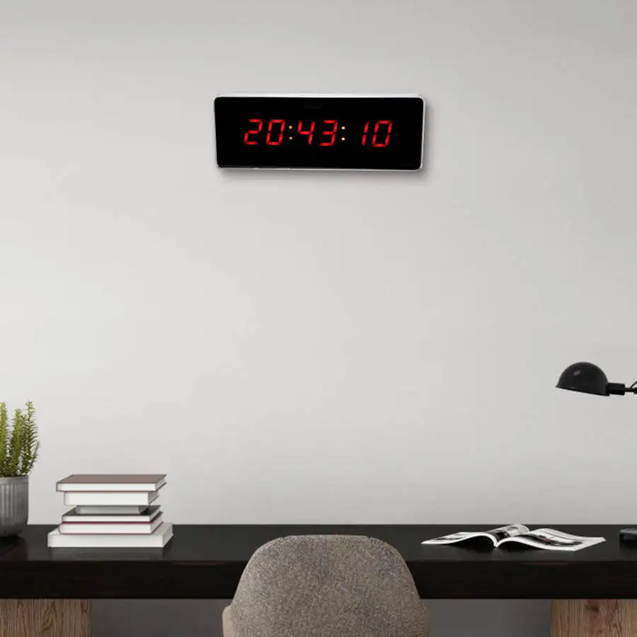 Aluminum Alloy Wall Clock Digital LED Calendar Wall Clock Temperature Clocks EU Plug 110-240V Modern Design Home Decor