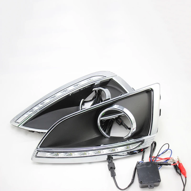 2 шт. для hyundai IX35 2010-2013 Светодиодный дневной ходовой светильник DRL Автомобильная противотуманная фара 6000K Белый Желтый поворотный синий светильник
