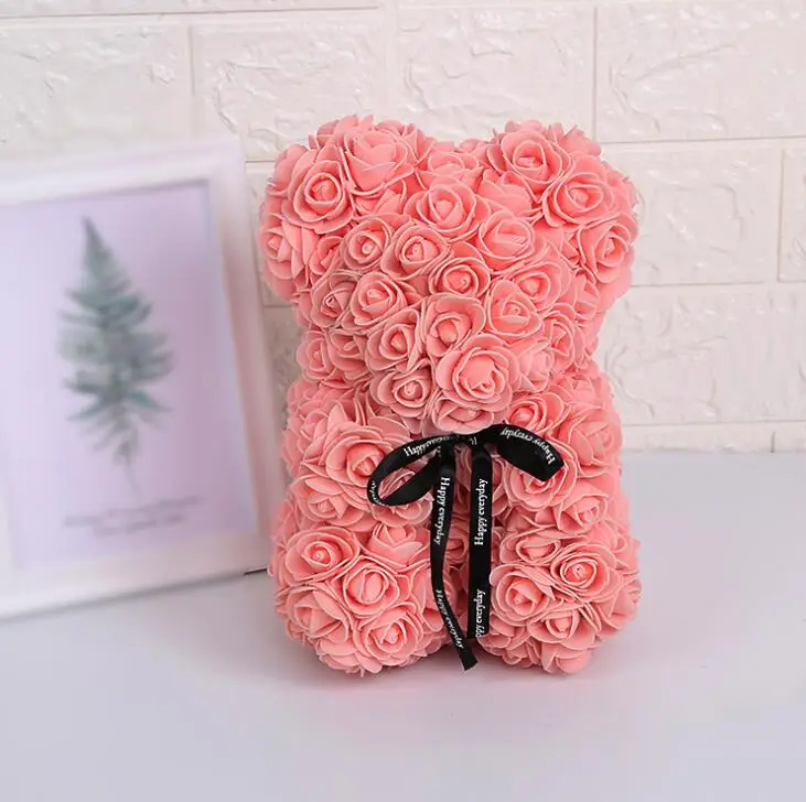 Искусственные цветы 25 см Роза медведь девушка Юбилей Рождество День Святого Валентина подарок на день рождения для свадебной вечеринки - Цвет: Flesh Pink