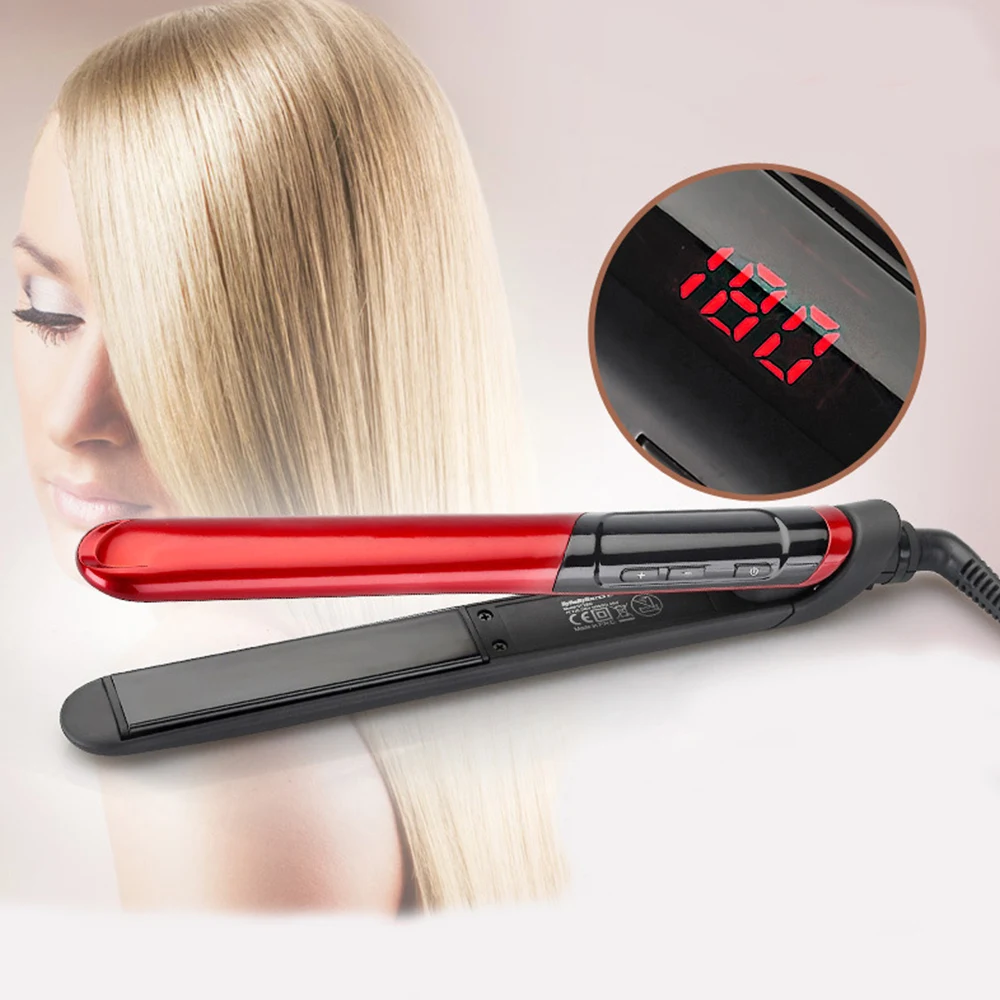 

LCD Display Coating Hair Straightener Comb 2-in-1 Ceramic Hair Curler Beauty care Iron healthy beauty Free Shipping