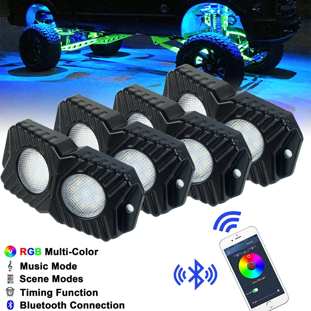 Новейший 4 RGB 18 Вт* 4 Светодиодный свет рок многоцветный светодиодный комплект с Bluetooth контроллером синхронизации мигающий музыкальный режим для автомобиля
