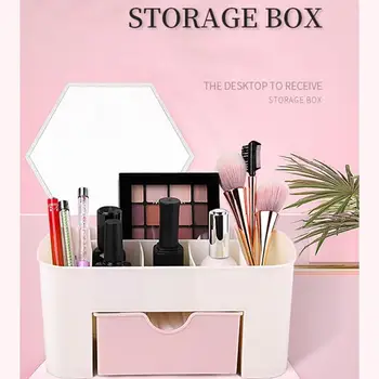 

Acrylic Makeup Box Organizers Large Capacity Jewelry Cosmetic Storage Box With Drawer Plastic Lipstick Holder Sundries Container
