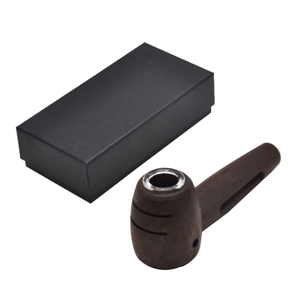 

Premium Wood Tobacco Pipe With Glass Handle 122MM Natural Handmade Wooden Smoking Herb Pipe Smoke Pipes gift waxy rope